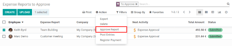 Apruebe varios reportes al hacer clic en las casillas de verificación situadas junto a cada reporte.