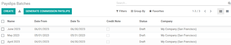 Vista que muestra todos los lotes creados.