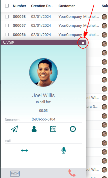 VoIP call in Odoo.
