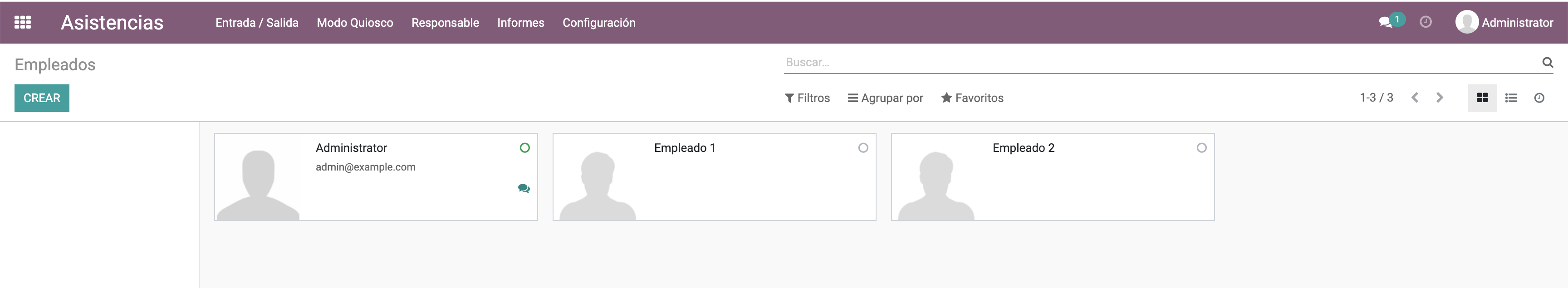 Pantalla de selección de empleado.