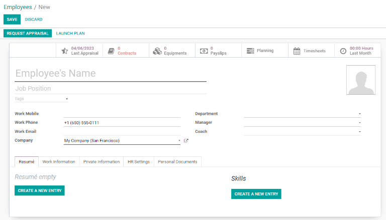 Crear una nueva ficha de empleado.