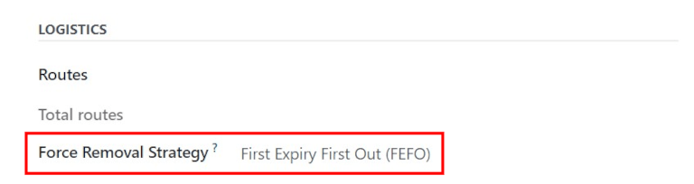 La estrategia de remoción PCPS establecida en la categoría de producto.