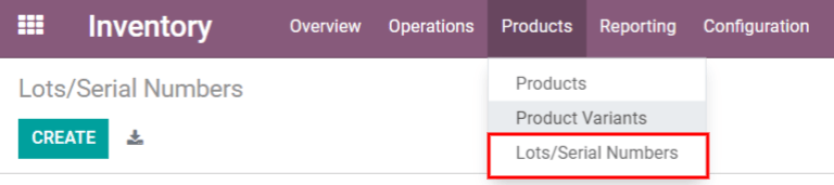 Haga clic en los productos y luego en los números de lote o serie para ver todos los productos con dichos números de lote o serie.