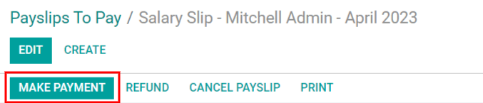 Haz clic en Realizar pago para enviar el pago al empleado.