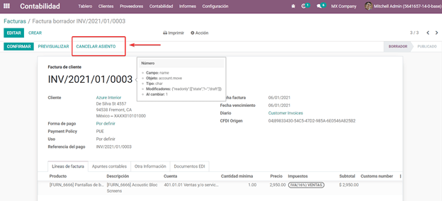 Cancelar asiento contable