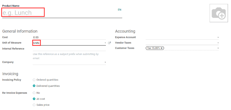 Establecer costos de gastos en los productos