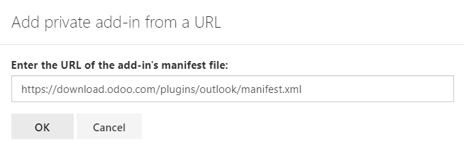 Obtener un complemento personalizado en Outlook proporcionando la URL del archivo manifiesto