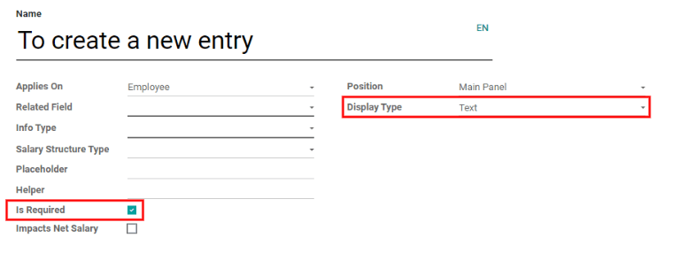 Nueva entrada de información personal.