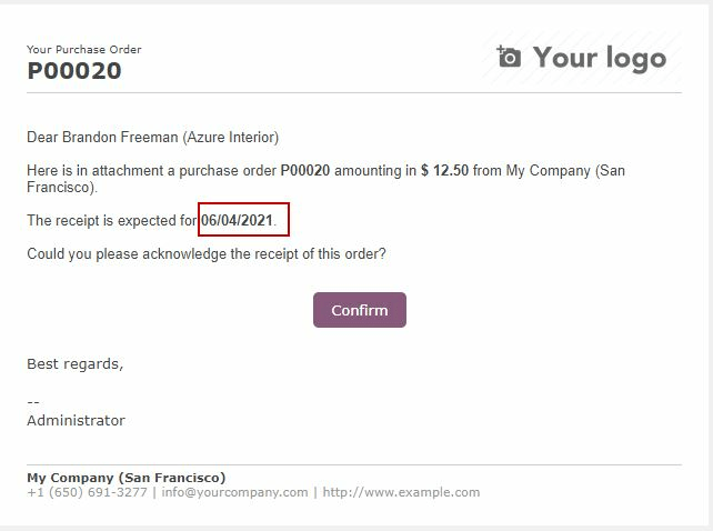 Representación del format_date en la plantilla de Compra existente