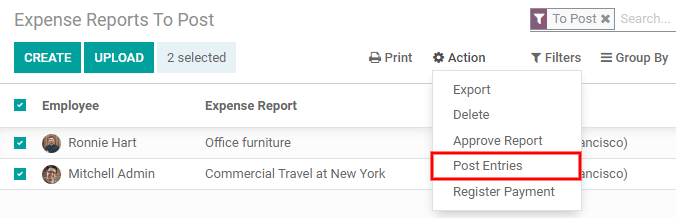 Publicar varios reportes desde la vista Publicar asientos