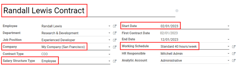 Formulario de nuevo contrato a completar al crear un contrato.