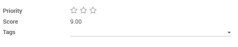 Sección de puntaje en un lead