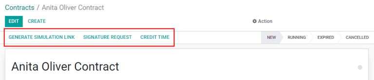 Envía el contrato al empleado mediante uno de los botones.