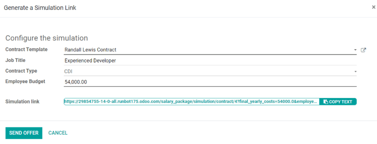 Envía un enlace al empleado para el contrato.
