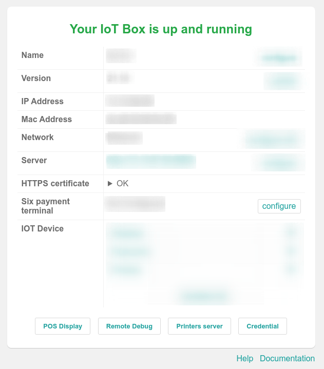 Página de inicio de la caja IoT con un certificado HTTPS con estado Ok.