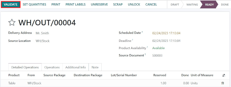 Valide la orden de entrega.