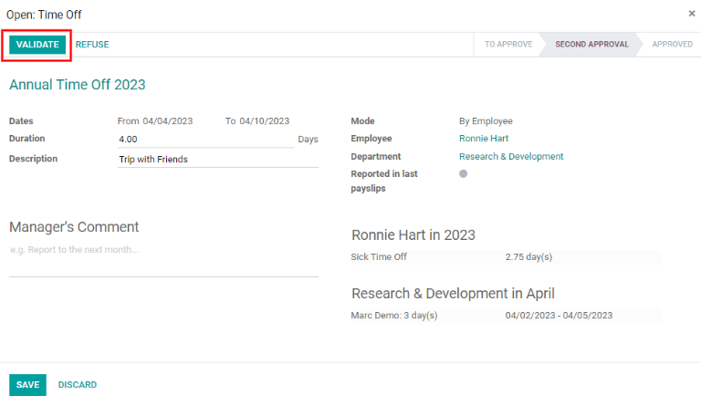 Editar y/o validar una solicitud de ausencia duplicada.